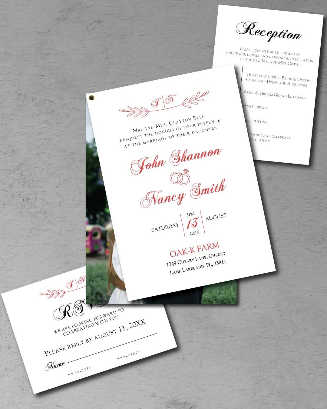AP Printing - Red Rings Foil Wedding Invitation - Custom Printing Services