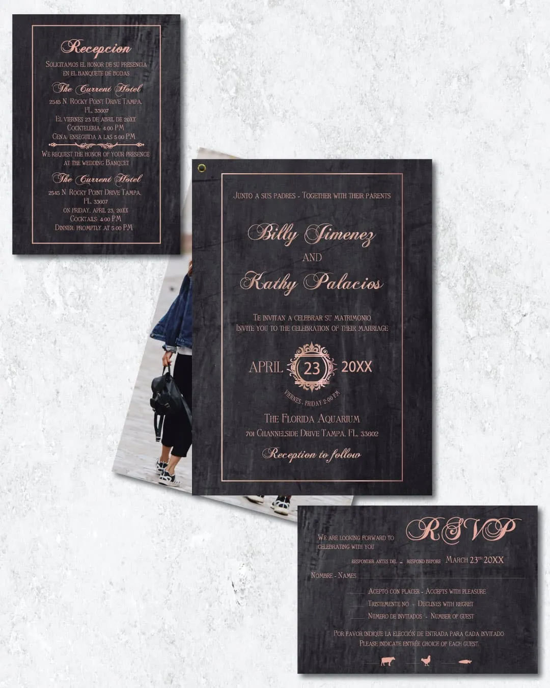 Elegant Pink Foil Wedding Invitation AP Printing - Elegant Pink Foil Wedding Invitation - Custom Printing Services