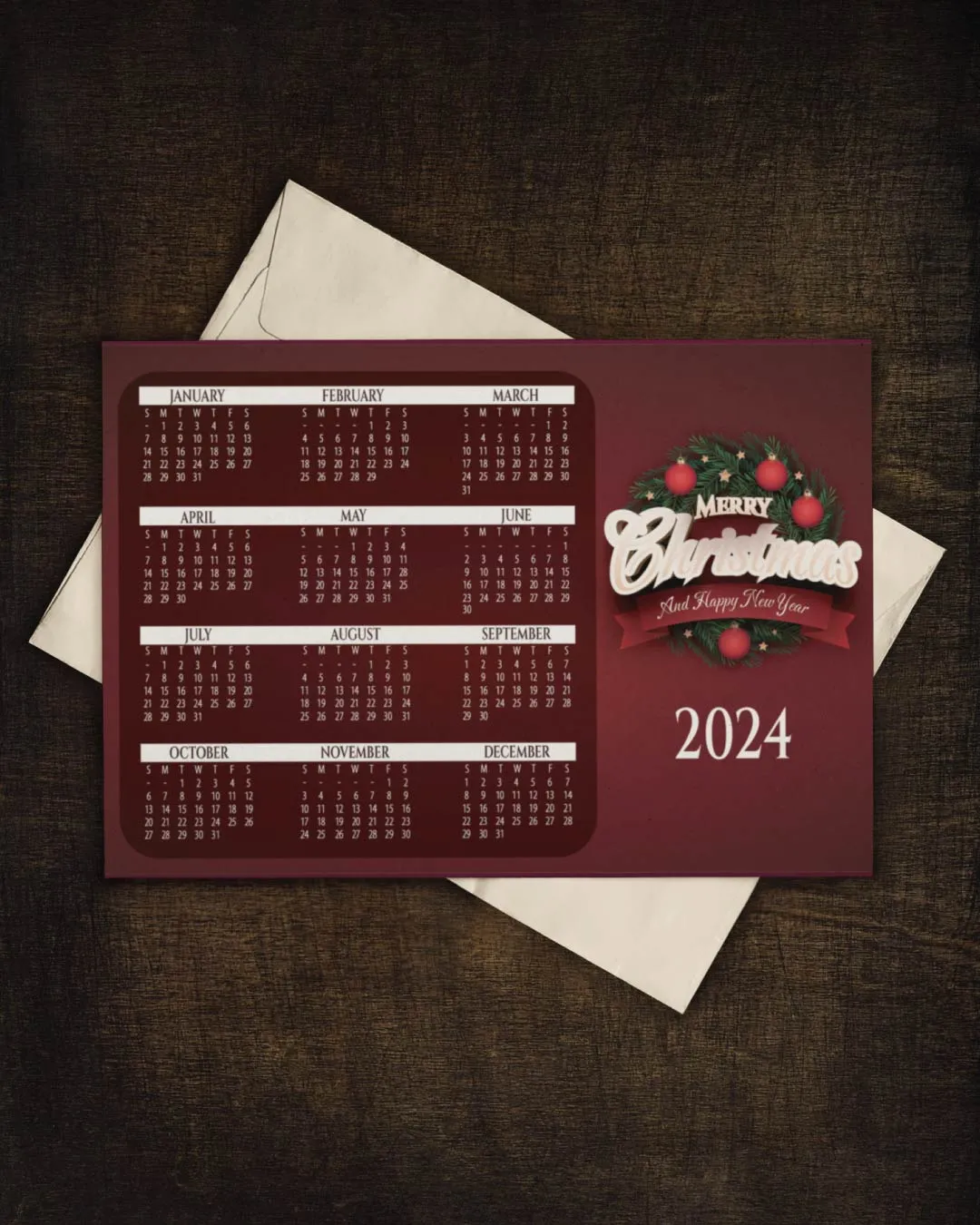 Elegant Burgundy Christmas Calendar AP Printing - Elegant Burgundy Christmas Calendar - Custom Printing Services