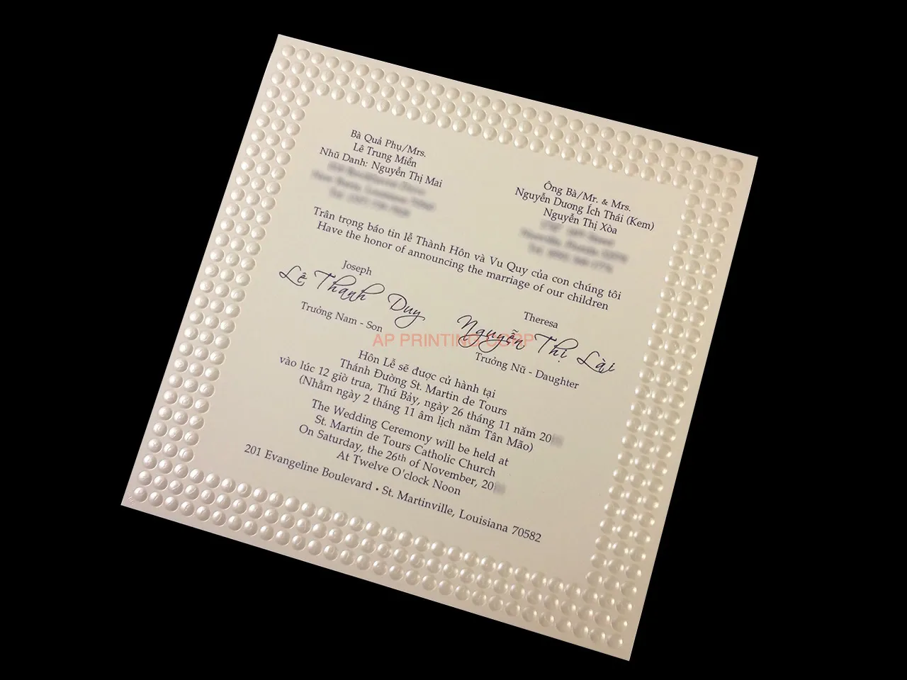 AP Printing - K7532 [I-11] Vietnamese & English Wedding Invitation - Custom Printing Services