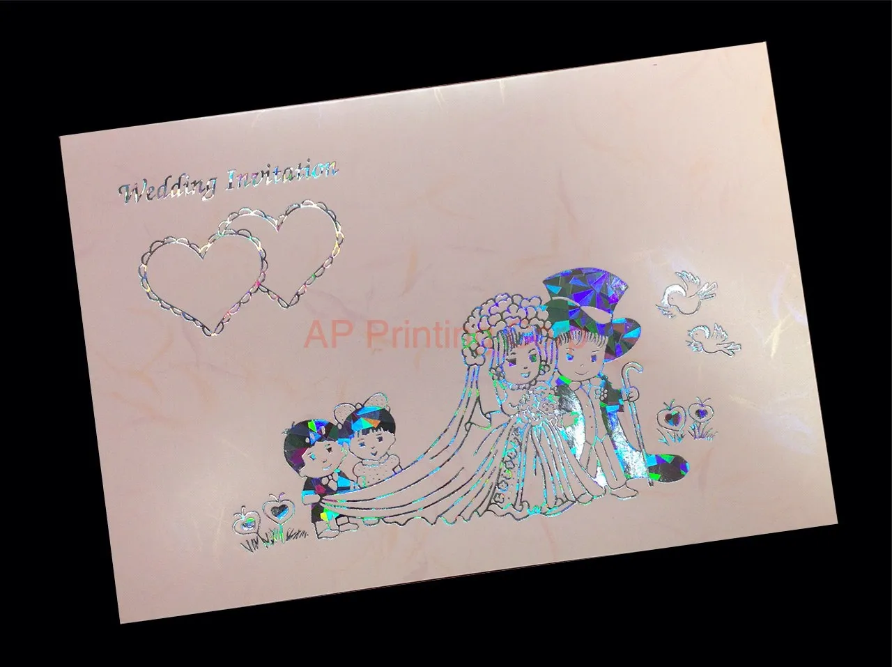 AP Printing - CHINDR-RPL2-RF [V-L-02] Pastel Serenade Bride & Groom Wedding Invitation - Custom Printing Services