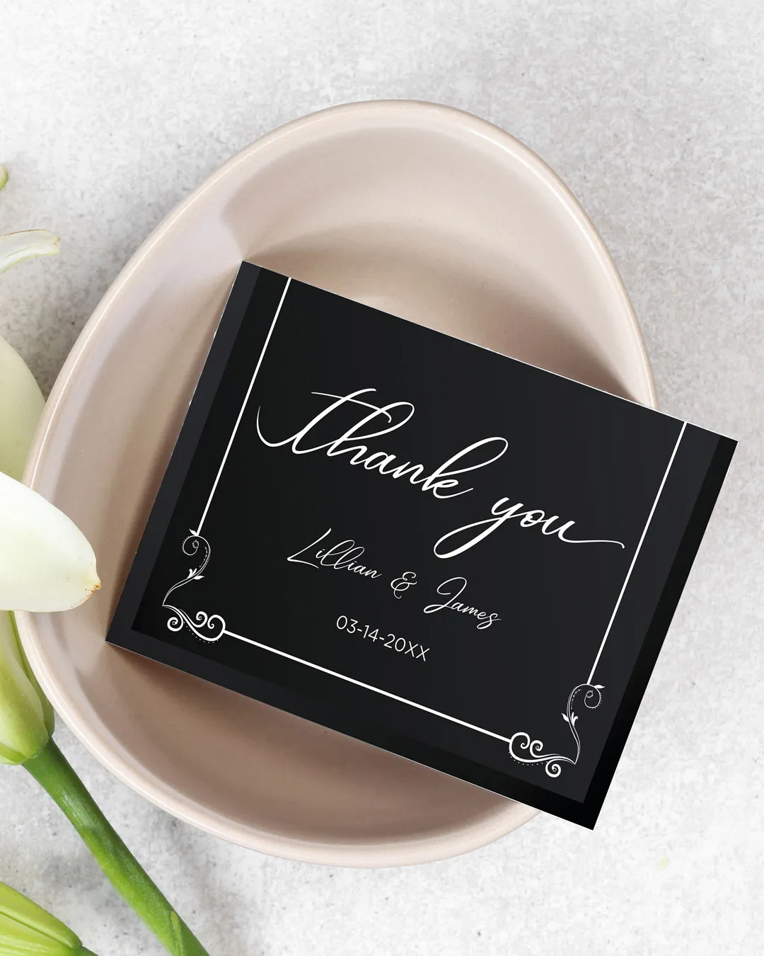 Black with White Frame Thank You Cards Wedding AP Printing - Black with White Frame Thank You Cards Wedding - Custom Printing Services