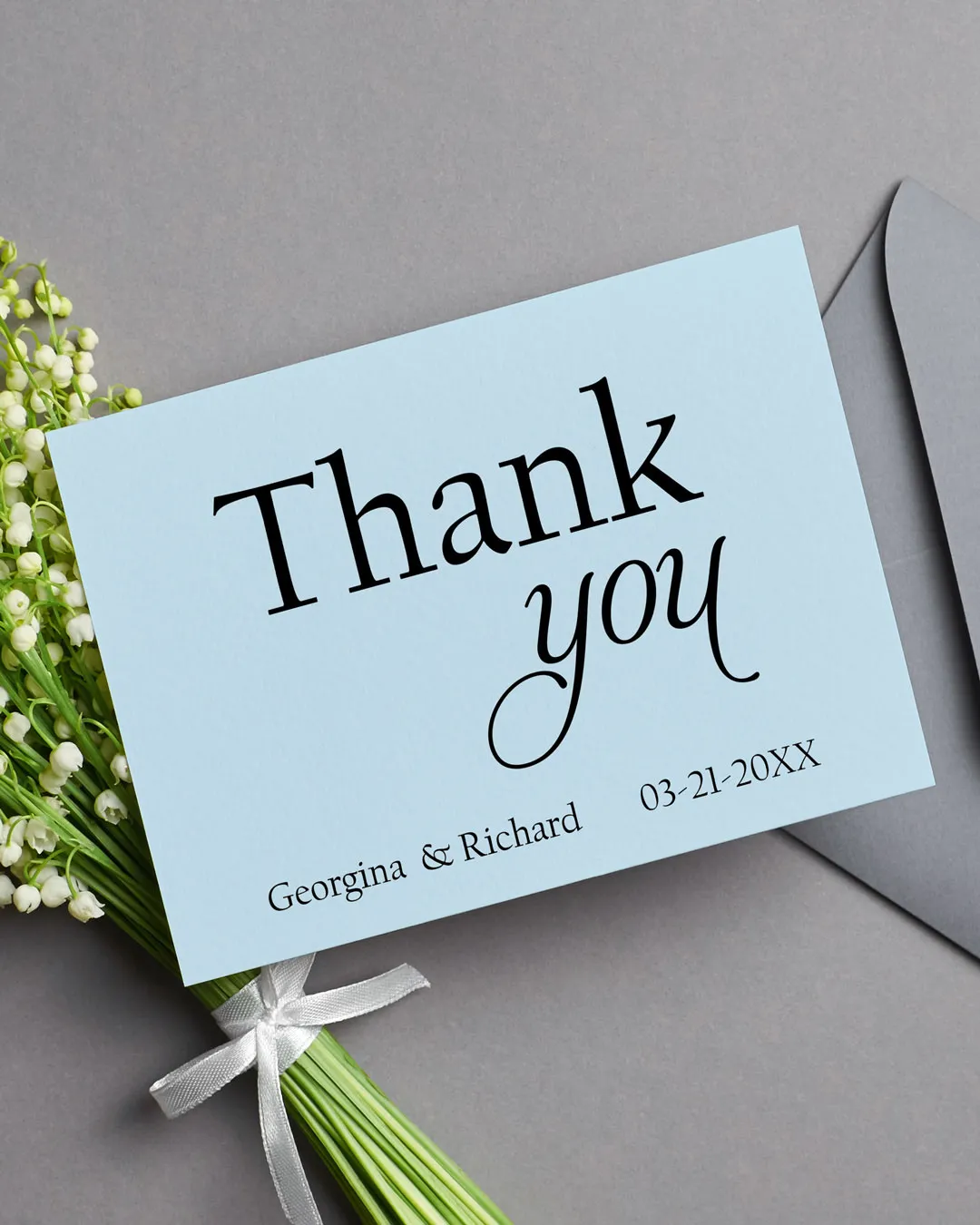 AP Printing - Simple Light Blue Thank You Cards Wedding - Custom Printing Services