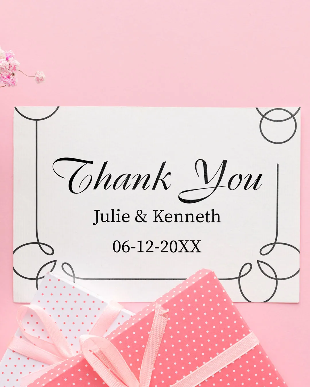Black Minimalist Frame Thank You Cards Wedding AP Printing - Black Minimalist Frame Thank You Cards Wedding - Custom Printing Services