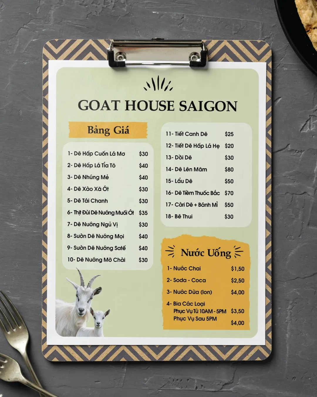 Rustic Saigon Table Dine-in Menus Restaurant Template AP Printing - Rustic Saigon Table Dine-in Menus Restaurant Template - Custom Printing Services