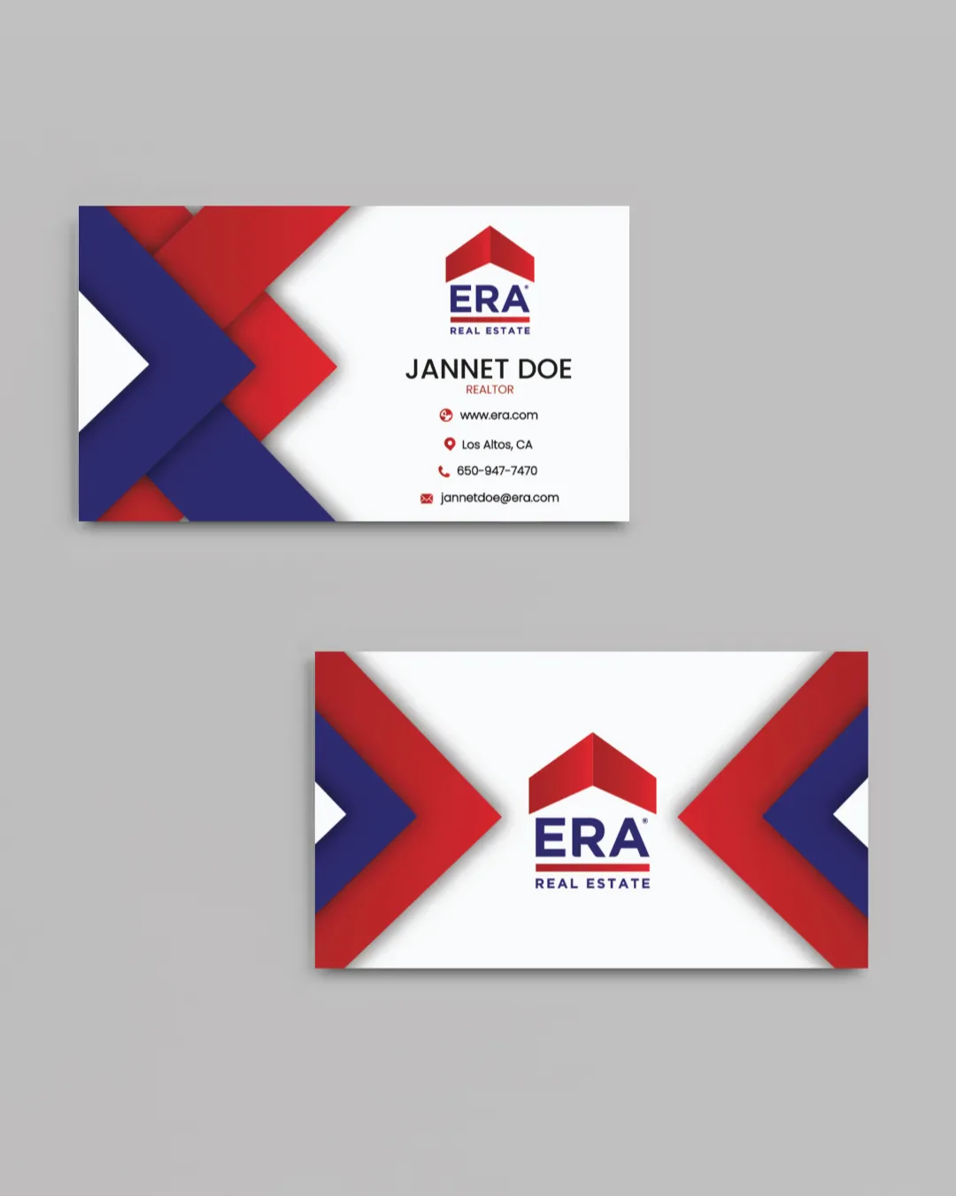 AP Printing - ERA Abstract Shapes Red and Blue Standard Business Cards - Custom Printing Services