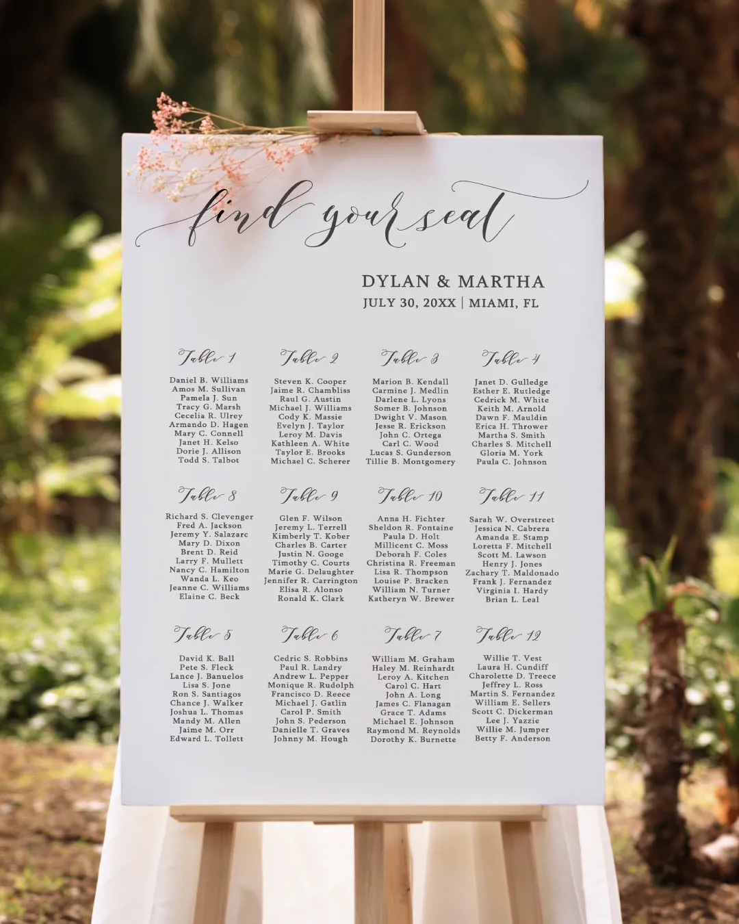 AP Printing - Elegant Adam Seating Charts - Custom Printing Services
