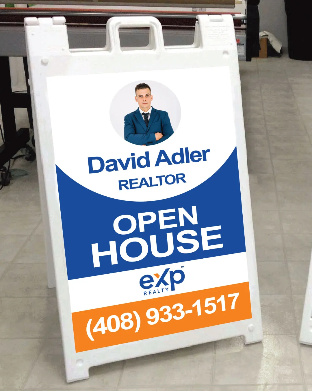 AP Printing - Exp Realty Circular Blue A Frame Sign - Custom Printing Services