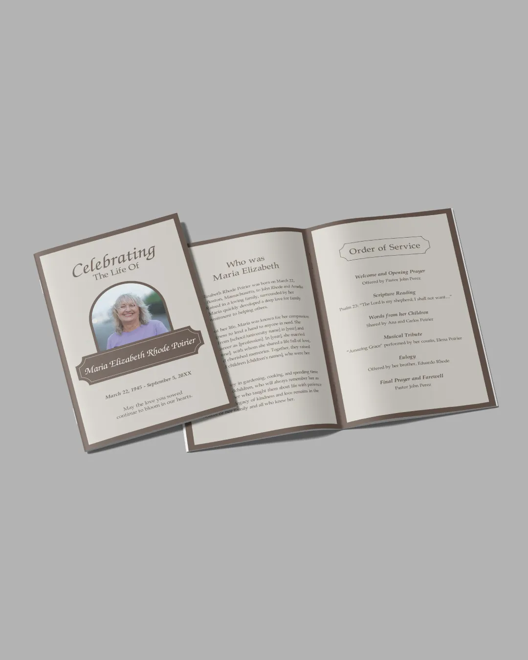 Brown Border Funeral Booklet AP Printing - Brown Border Funeral Booklet - Custom Printing Services