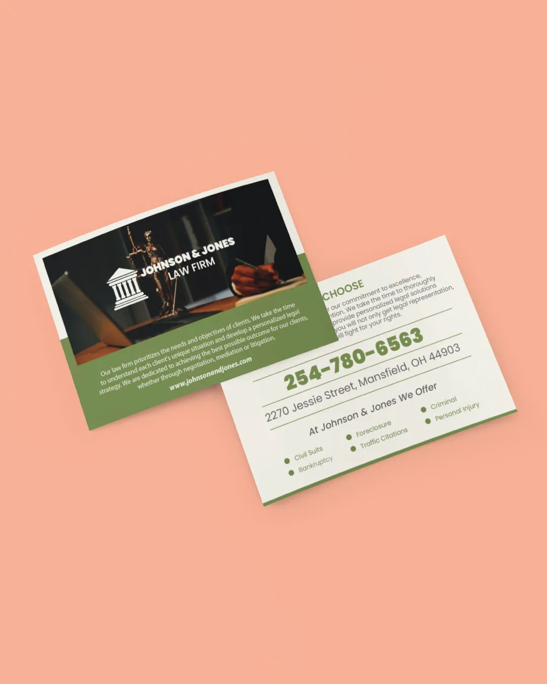 AP Printing - Beige and Olive Green Postcards - Custom Printing Services