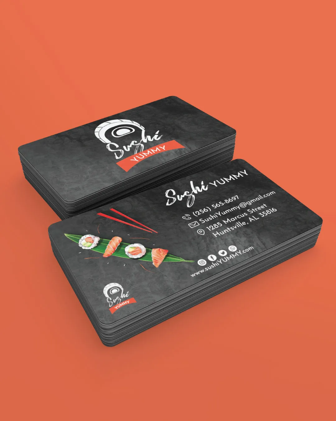 Black Sushi Painted Edge Business Cards AP Printing - Black Sushi Painted Edge Business Cards - Custom Printing Services