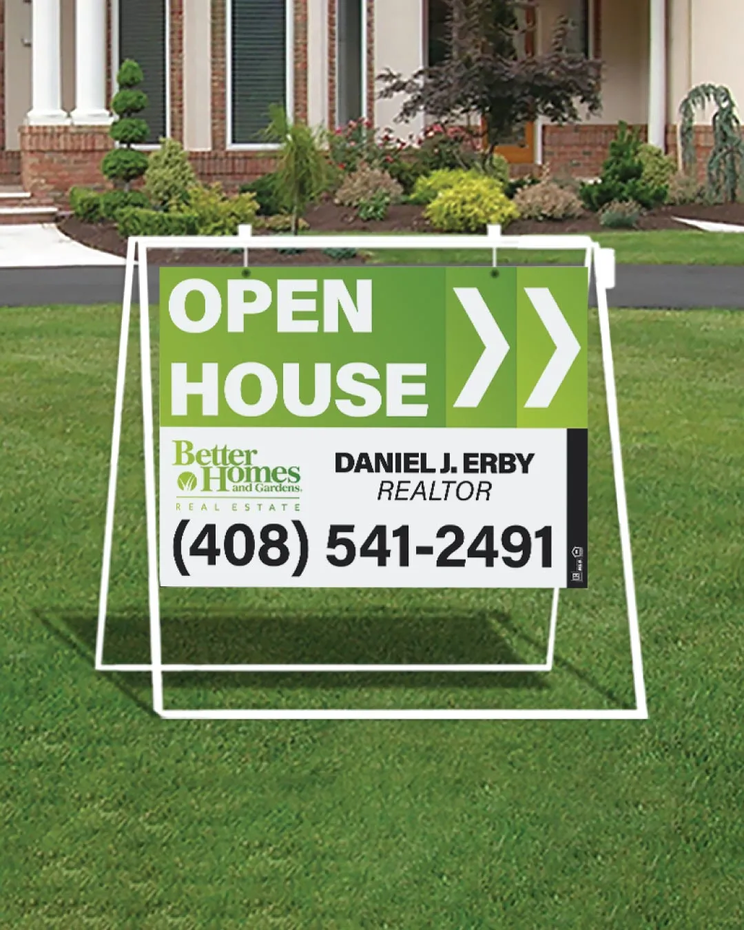 AP Printing - BHGRE Green Gradient with White Arrow Metal Sidewalk A-Frame - Custom Printing Services