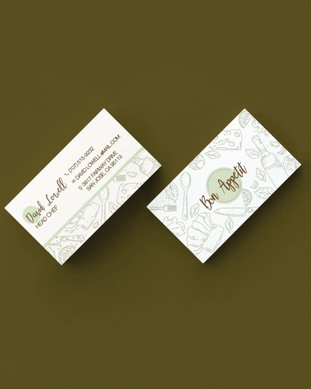 Drawings of kitchen Utensils Standard Business Cards AP Printing - Drawings of kitchen Utensils Standard Business Cards - Custom Printing Services