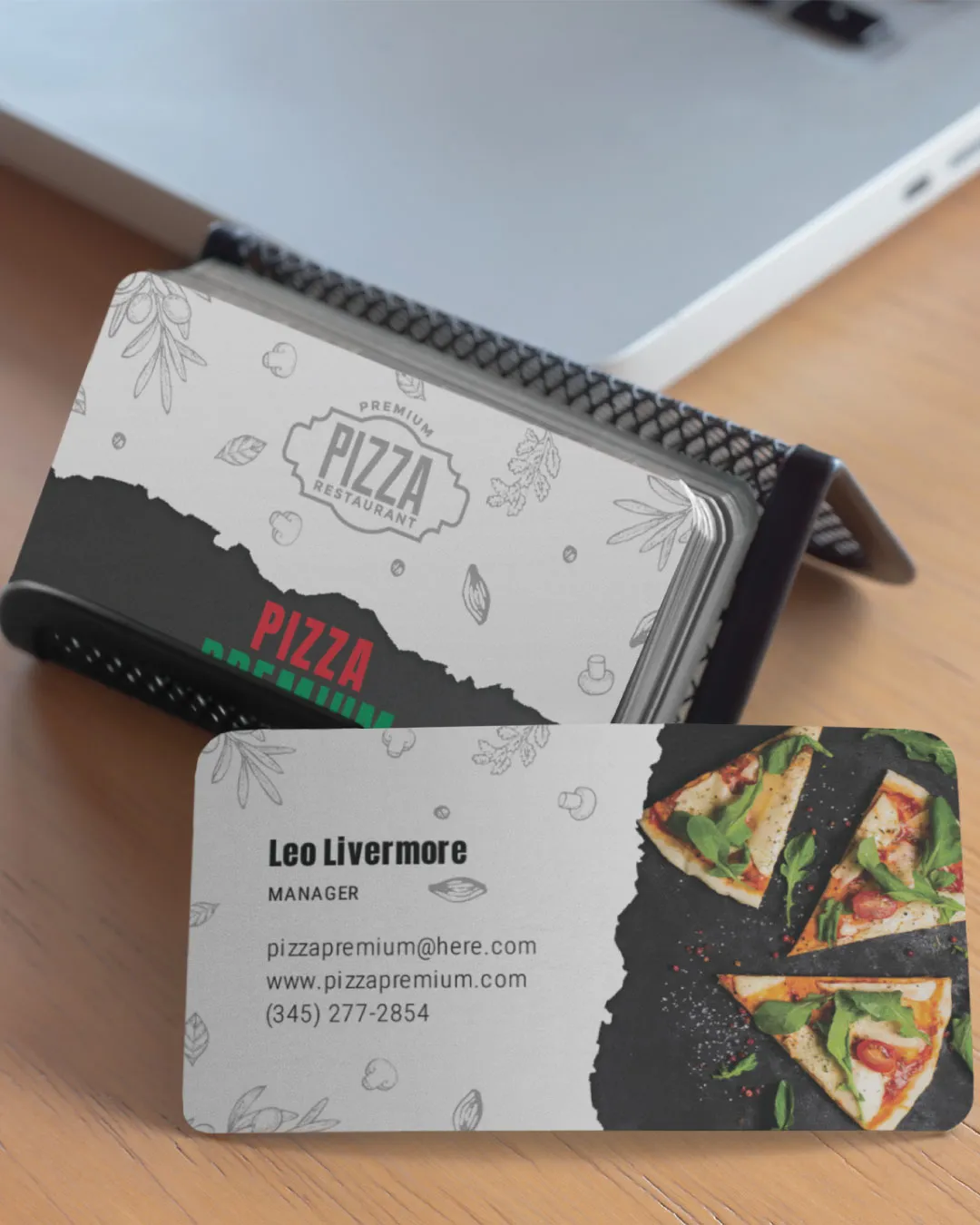 AP Printing - Black and White Pizzaria Standard Business Cards - Custom Printing Services