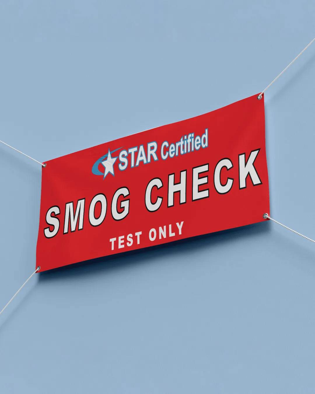 Classic Red Smog Check Banners AP Printing - Classic Red Smog Check Banners - Custom Printing Services