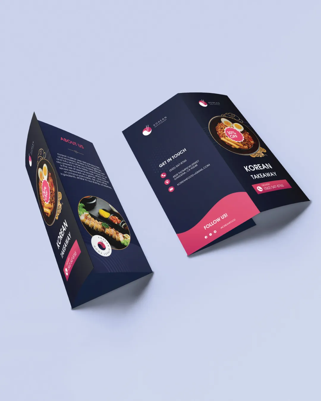 Korean Blue To-Go Menus AP Printing - Korean Blue To-Go Menus - Custom Printing Services
