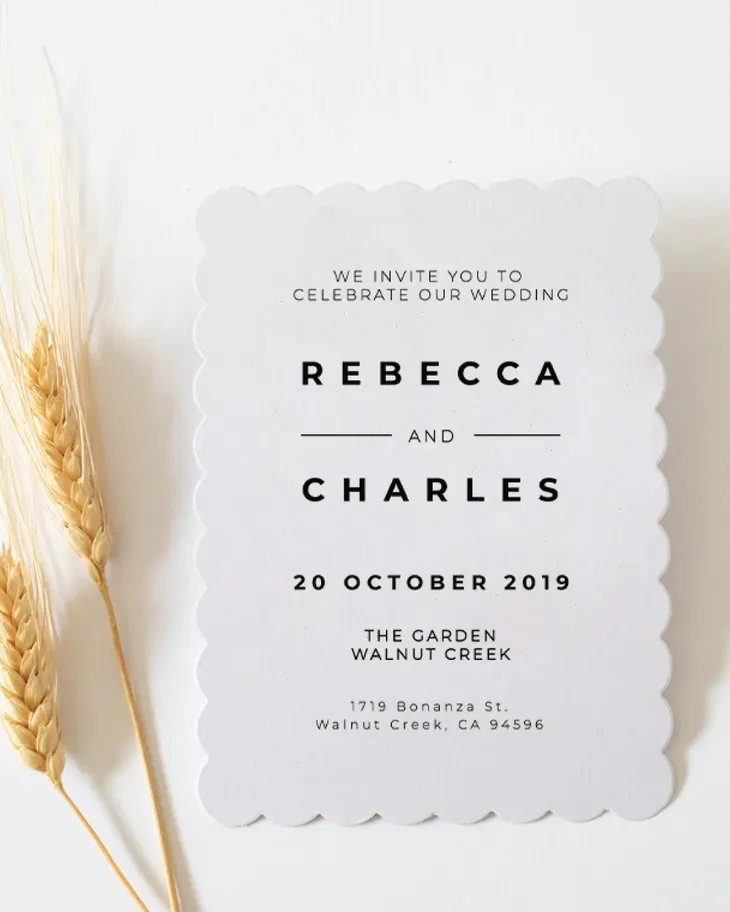 AP Printing - Sophisticated White  Unique Style Wedding Invitations - Custom Printing Services