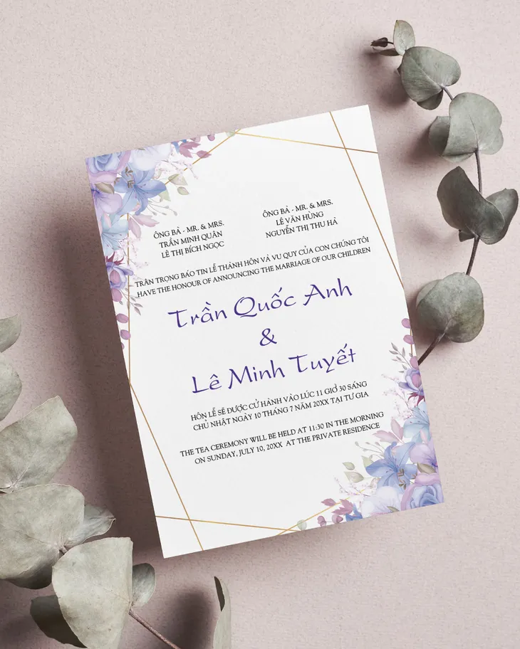 AP Printing - Fairy Tale Flowers Simple Flat 5x7 Wedding Invitation - Custom Printing Services