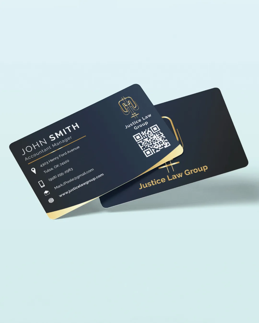AP Printing - Elegant Blue with Gold Standard Business Cards - Custom Printing Services