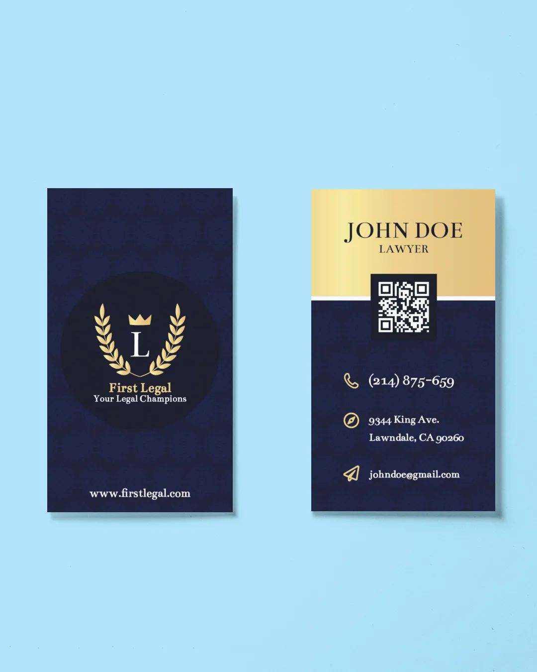 AP Printing - Blue Damask Pattern Standard Business Card - Custom Printing Services