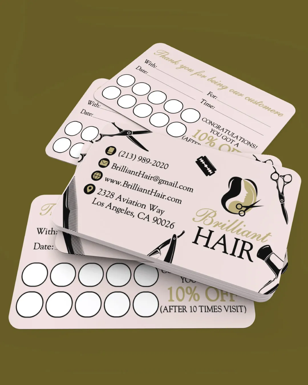 AP Printing - Beautiful Hairdressing Instruments Painted Edge Business Cards - Custom Printing Services