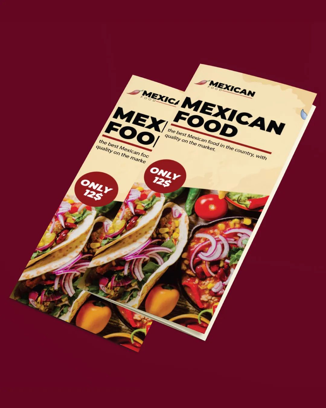 Mexican Burgundy To-Go Menus AP Printing - Mexican Burgundy To-Go Menus - Custom Printing Services
