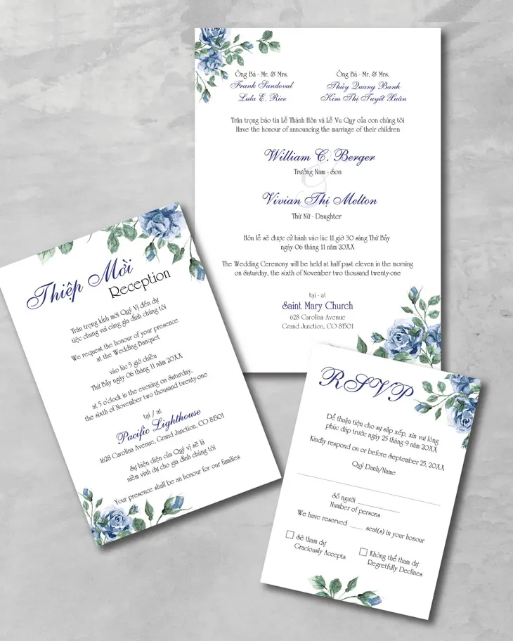 Serene Bloom Simple Flat 5x7 Wedding Invitation AP Printing - Serene Bloom Simple Flat 5x7 Wedding Invitation - Custom Printing Services