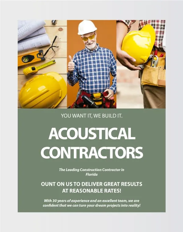 Olive Green Contractors Services Flyer AP Printing - Olive Green Contractors Services Flyer - Custom Printing Services
