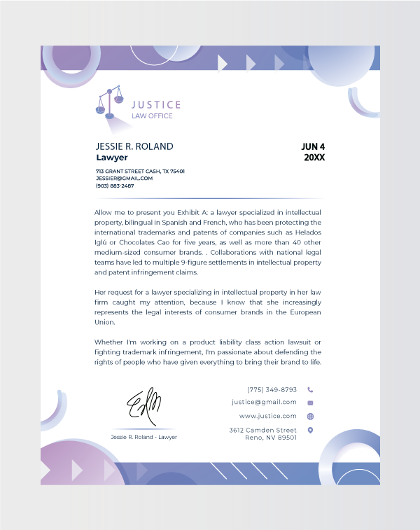 Purple Justice Law Firm Letterhead AP Printing - Purple Justice Law Firm Letterhead - Custom Printing Services