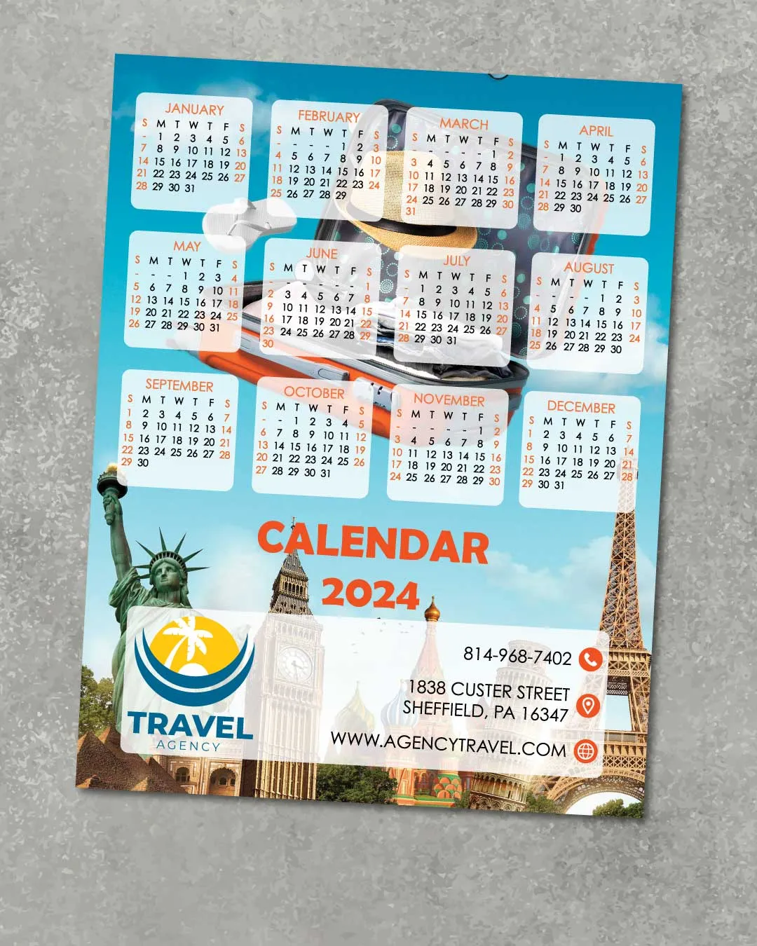 Travel-Inspired Simple Calendar AP Printing - Travel-Inspired Simple Calendar - Custom Printing Services