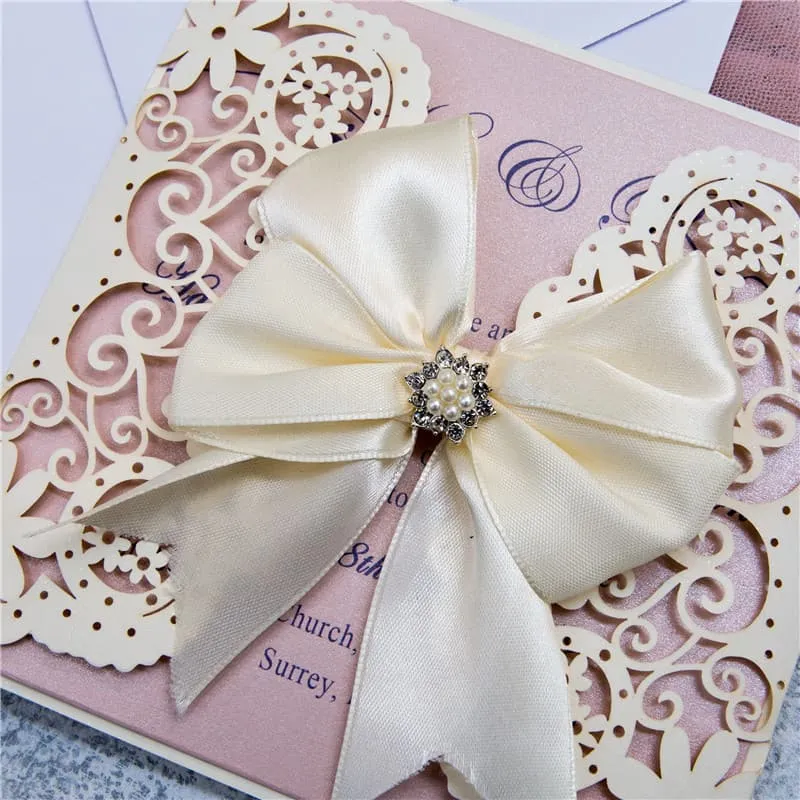 AP Printing - Metallic Gold Laser Cut Pocket Wedding Invitation - Custom Printing Services