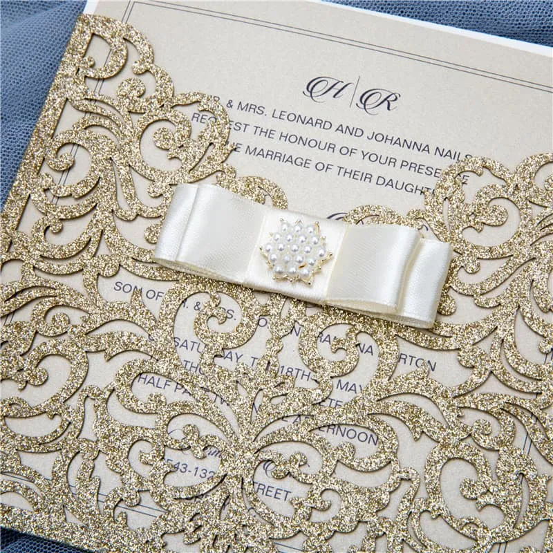 Navy Blue Gate Laser Cut Wedding Invitation AP Printing - Navy Blue Gate Laser Cut Wedding Invitation - Custom Printing Services