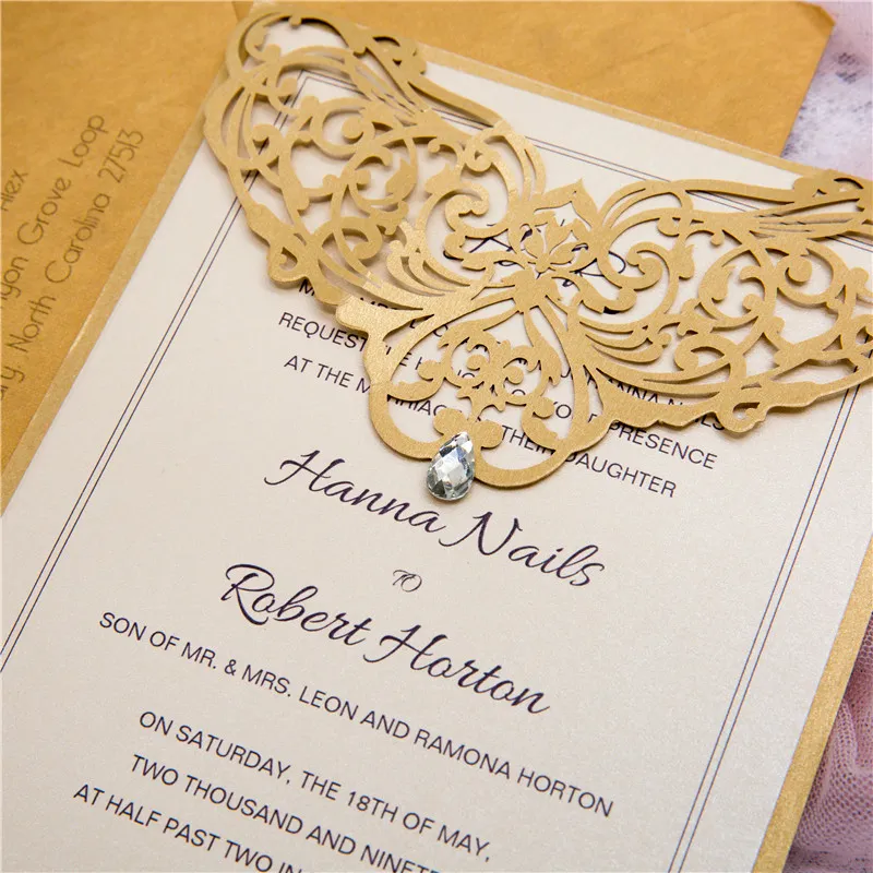 AP Printing - Romantic Laser Cut Lace Wedding Invitation - Custom Printing Services