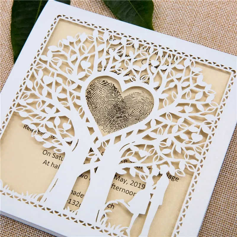 Grey Floral Laser Cut Pocket Wedding Invitation AP Printing - Grey Floral Laser Cut Pocket Wedding Invitation - Custom Printing Services