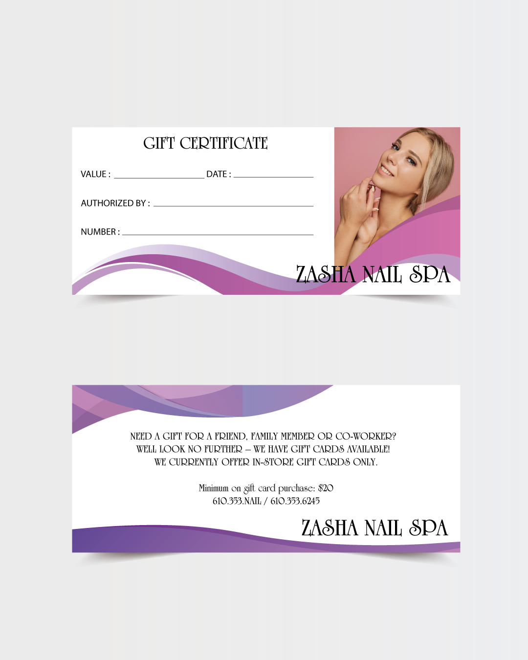 Wine Waves Nails & Spa Gift Certificate AP Printing - Wine Waves Nails & Spa Gift Certificate - Custom Printing Services