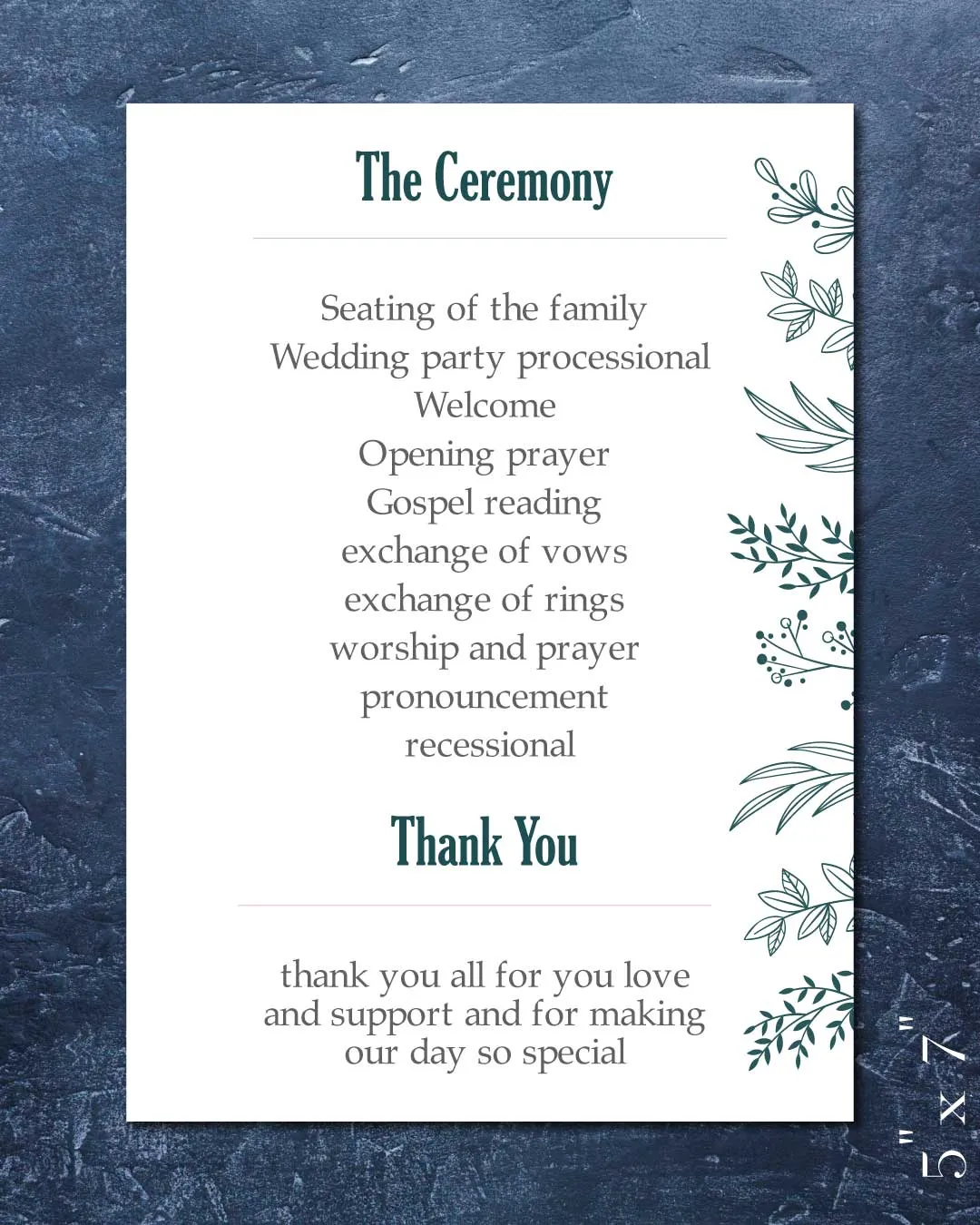 AP Printing - Blue Flower Outline Wedding Program Cards - Custom Printing Services