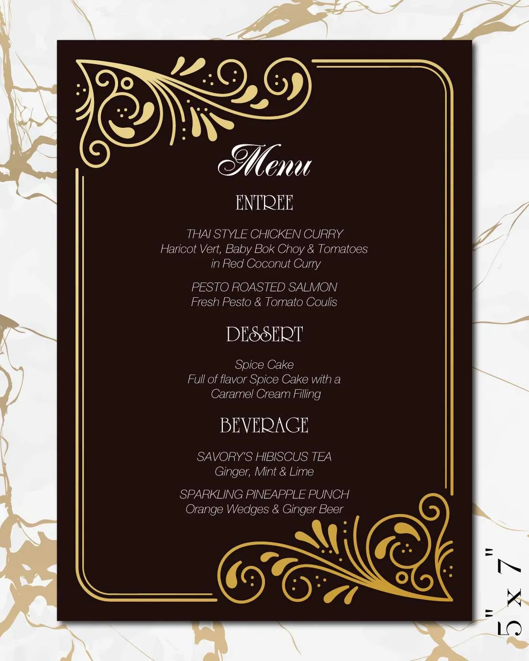 AP Printing - Black Menu With Gold Wedding Menu Cards - Custom Printing Services