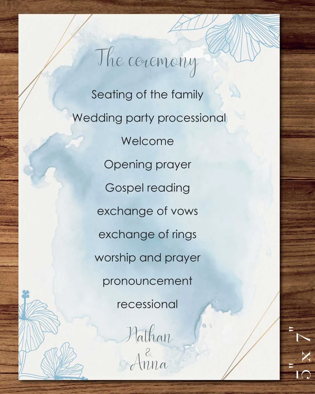 AP Printing - Bluish Minimalism Theme Wedding Program Cards - Custom Printing Services