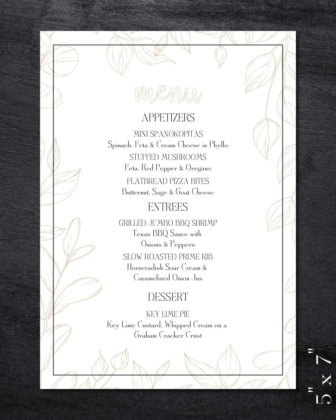AP Printing - Subtle Flower Silhouettes Wedding Menu Cards - Custom Printing Services