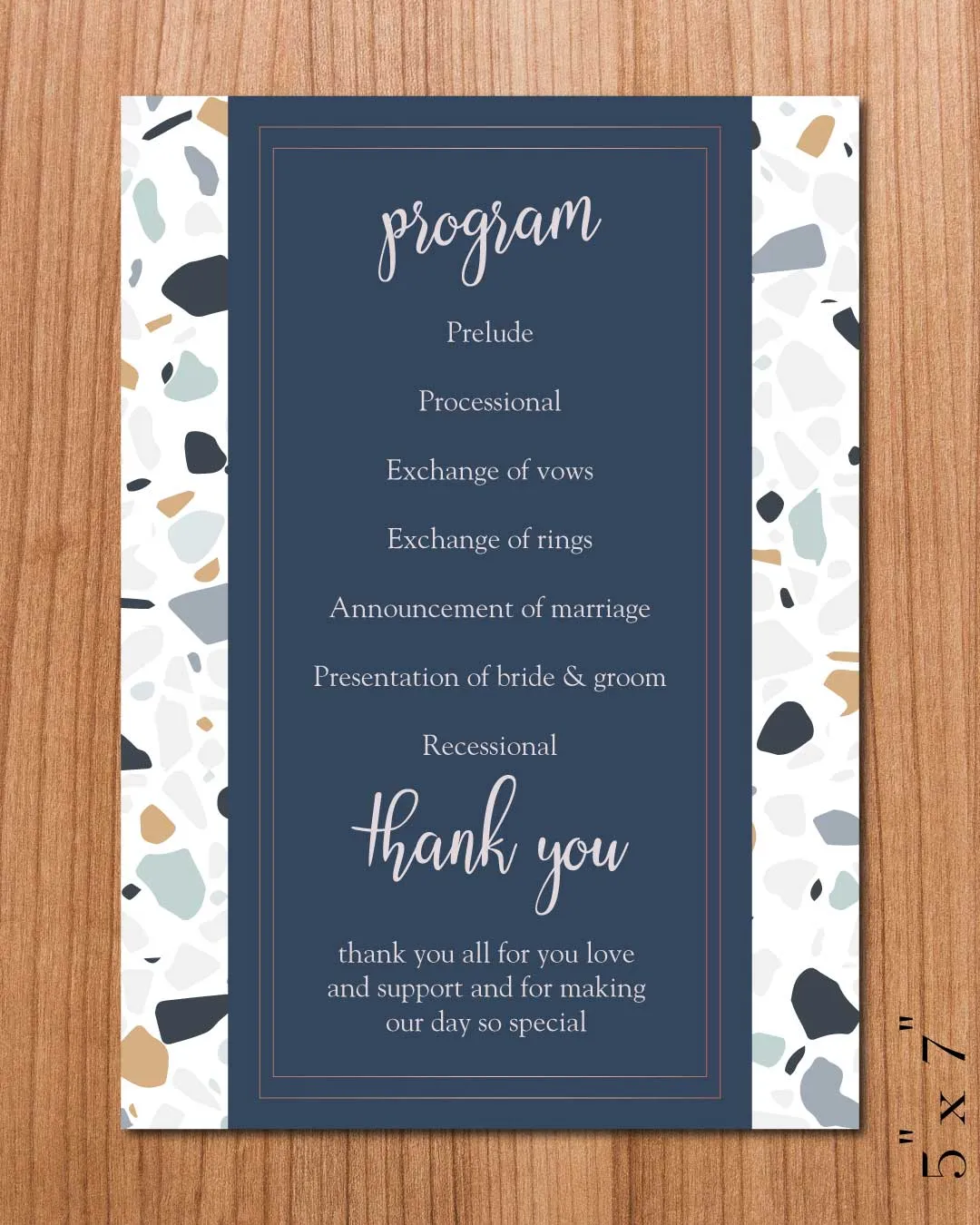AP Printing - Imitation Granite Wedding Program Cards - Custom Printing Services