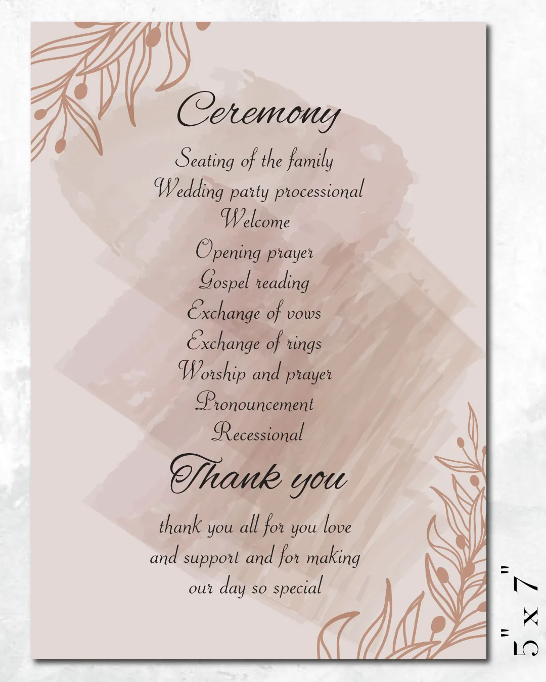 AP Printing - Subtle Elegance Wedding Program Cards - Custom Printing Services