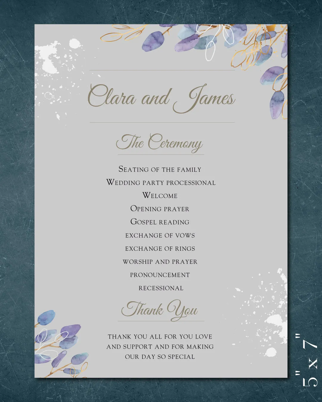 AP Printing - White Spots And Leaves Wedding Program Cards - Custom Printing Services