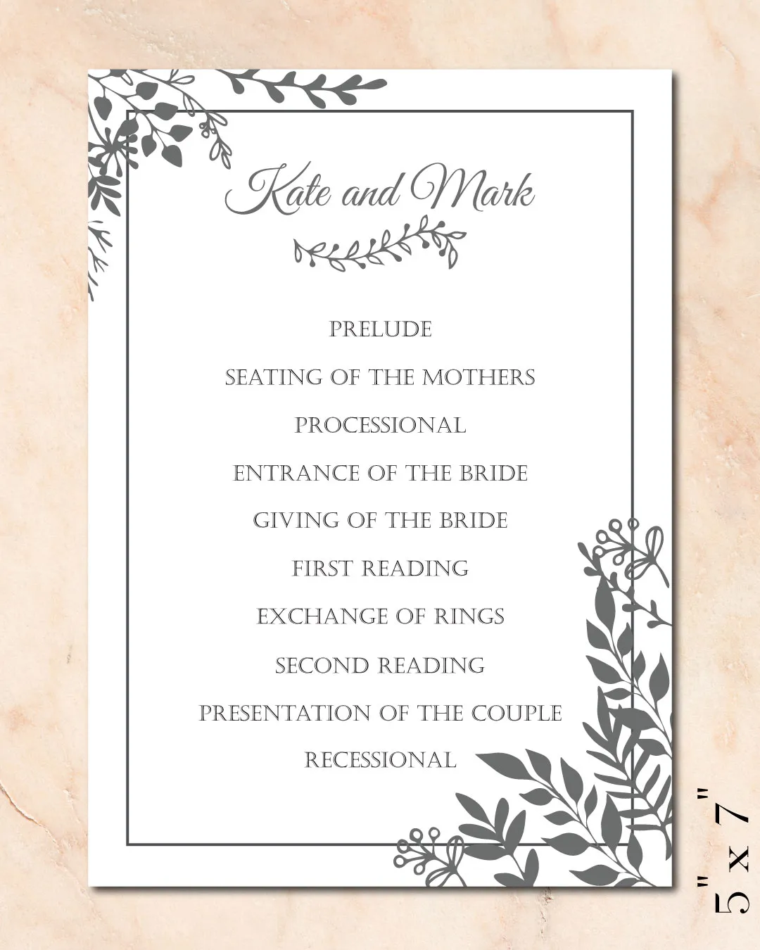 Vintage Black Leaves Wedding Program Cards AP Printing - Vintage Black Leaves Wedding Program Cards - Custom Printing Services