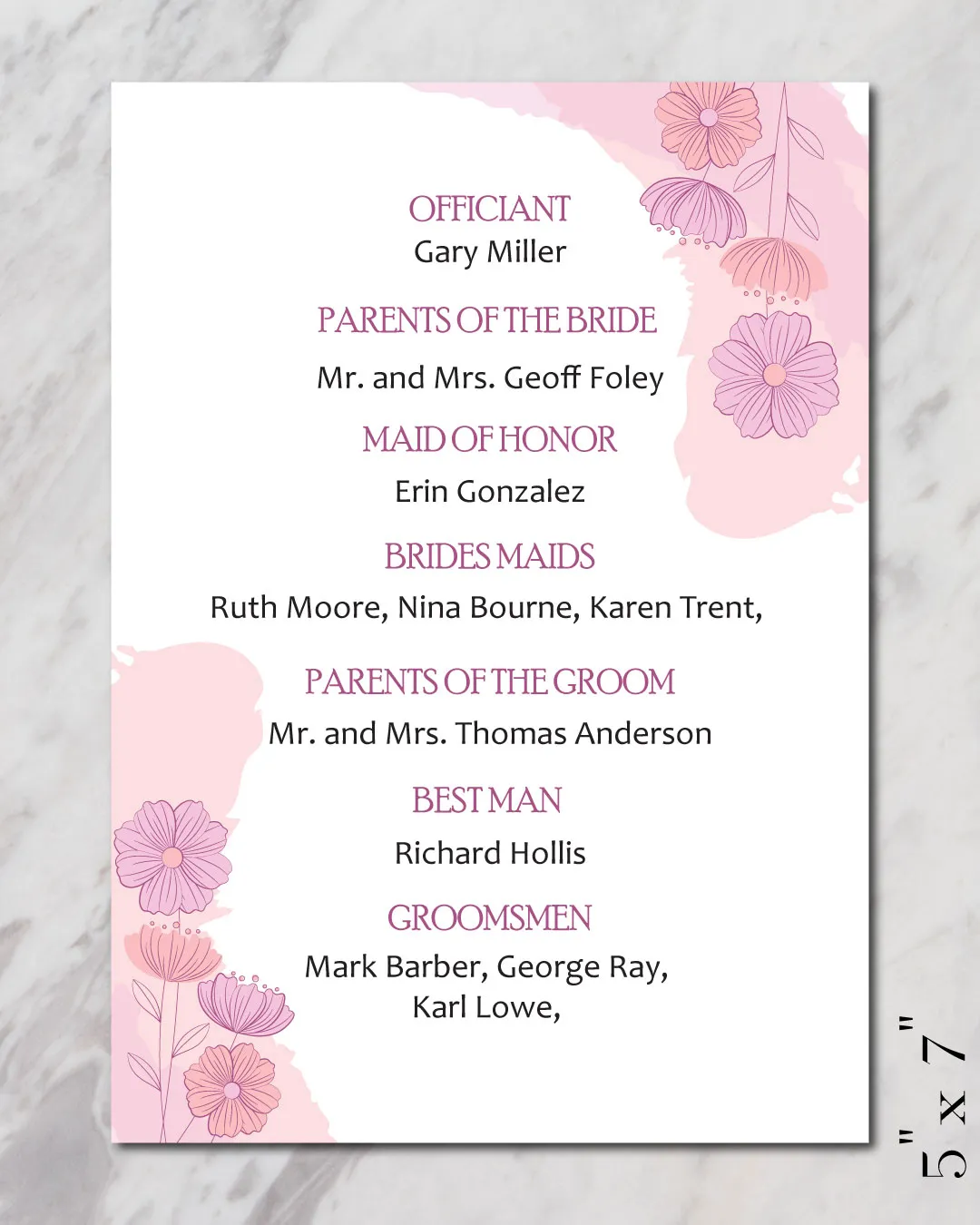 AP Printing - Pink And Lilac Flowers Wedding Program Cards - Custom Printing Services