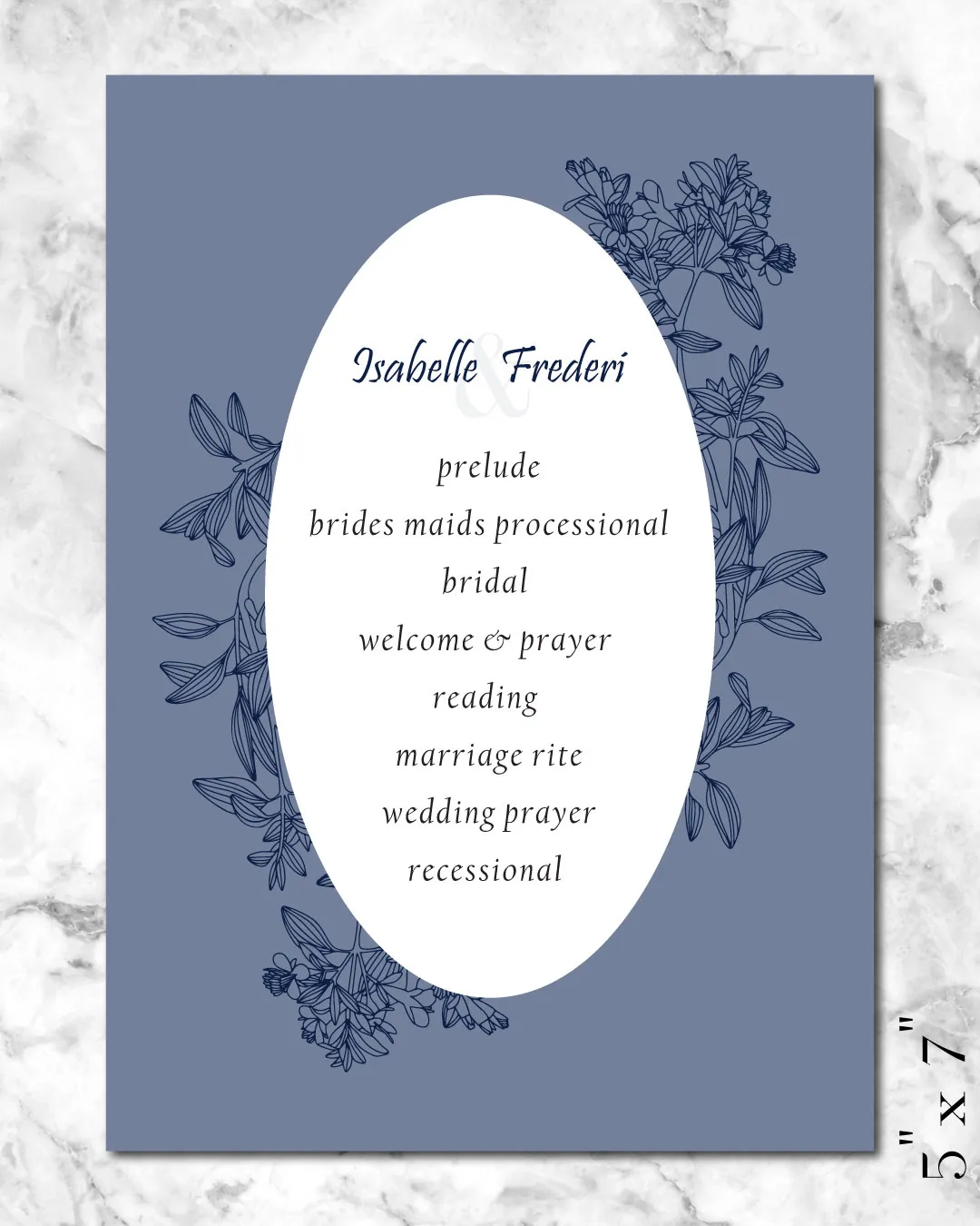 AP Printing - Oval Frame With Flowers Wedding Program Cards - Custom Printing Services