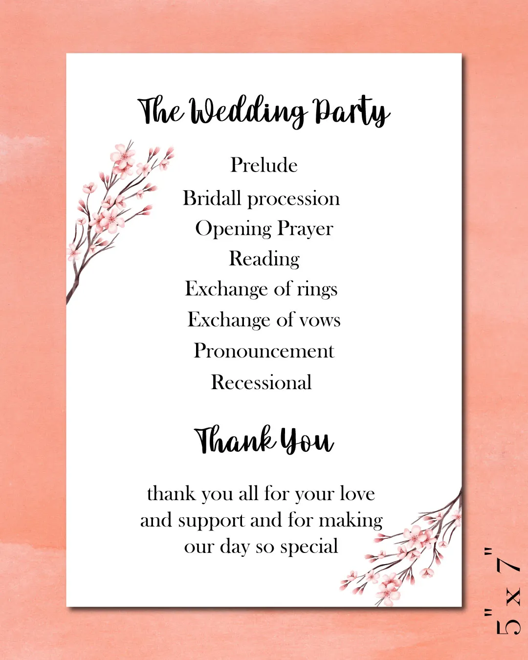 Cherry Tree Branches Wedding Program Cards AP Printing - Cherry Tree Branches Wedding Program Cards - Custom Printing Services
