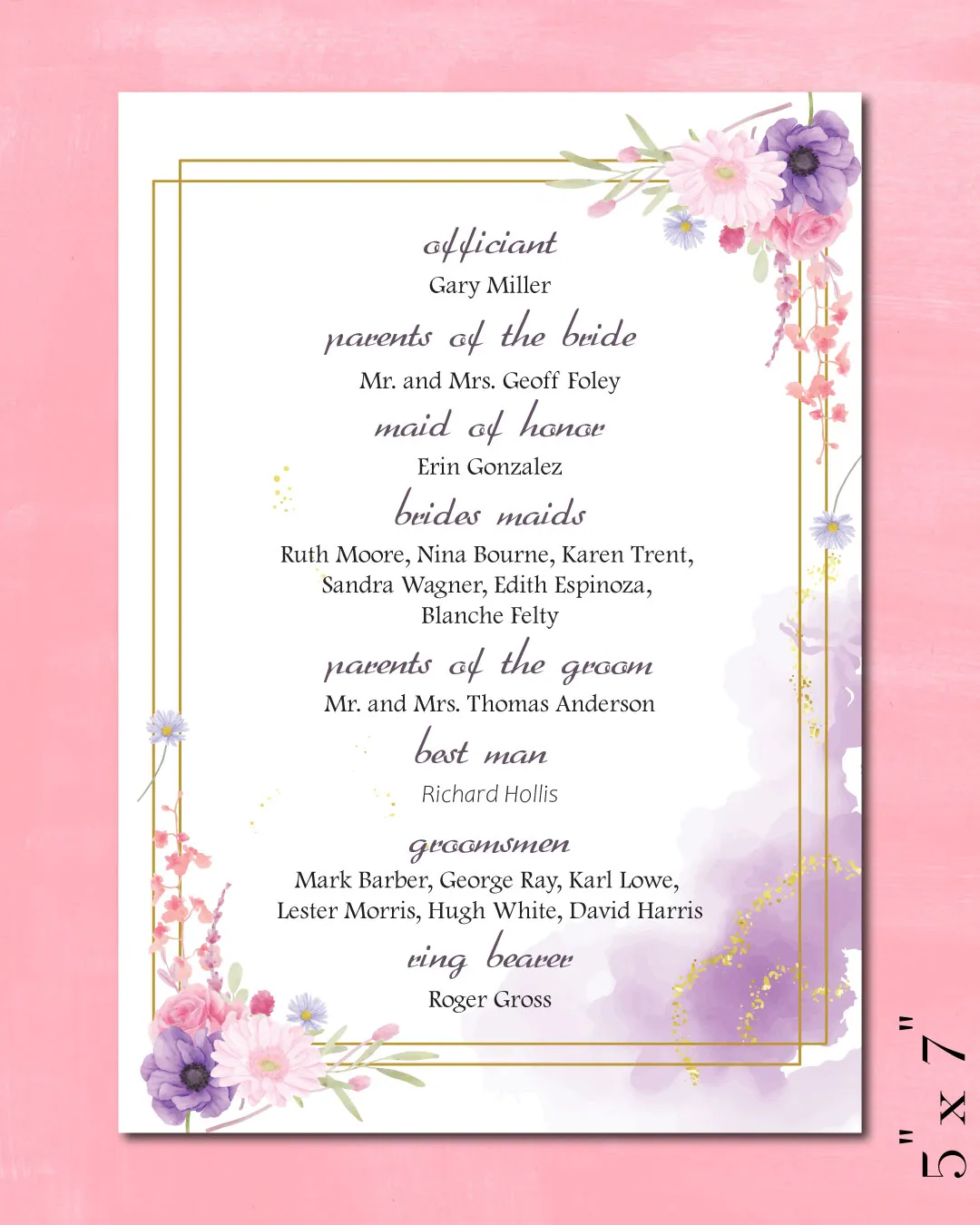 AP Printing - Delicate Flowers In The Corners Wedding Program Cards - Custom Printing Services