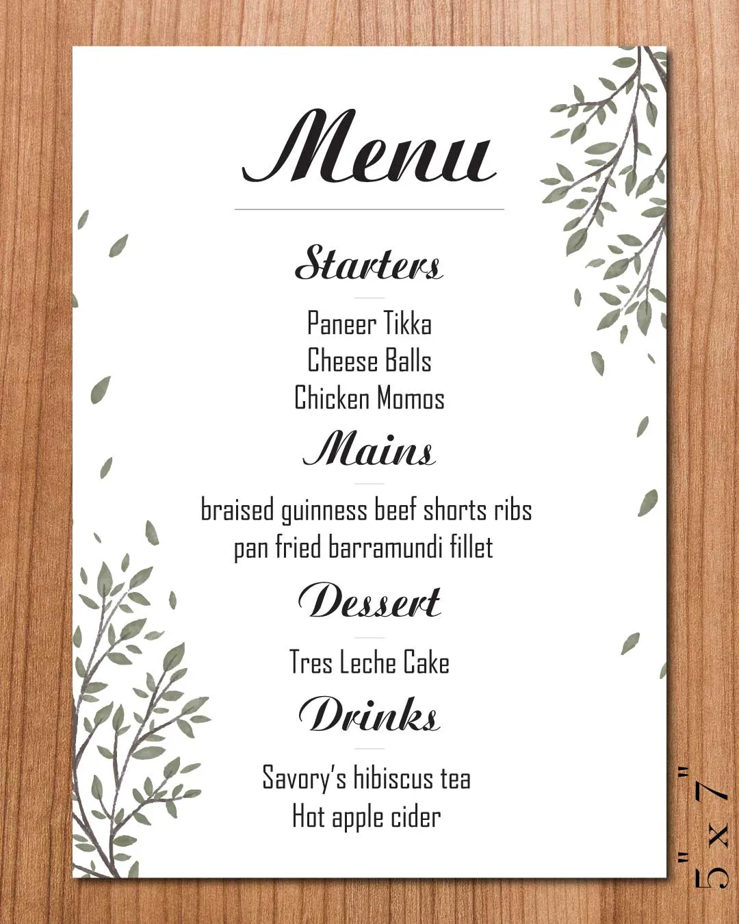 AP Printing - White Forest Background Wedding Menu Cards - Custom Printing Services