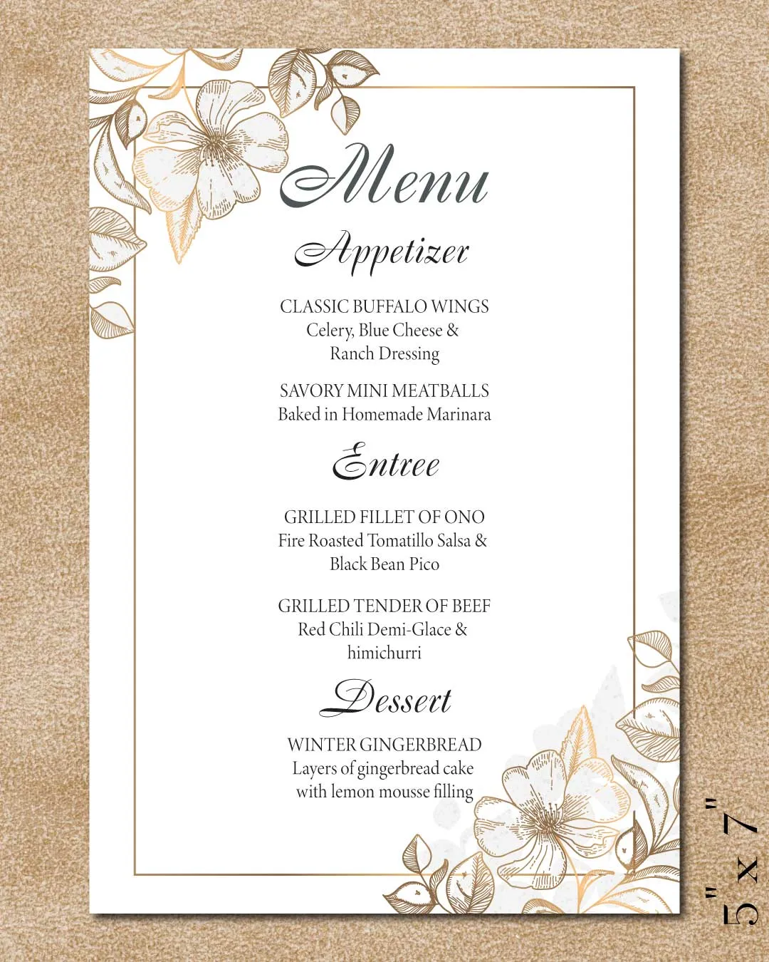 AP Printing - Romance Frame Wedding Menu Cards - Custom Printing Services