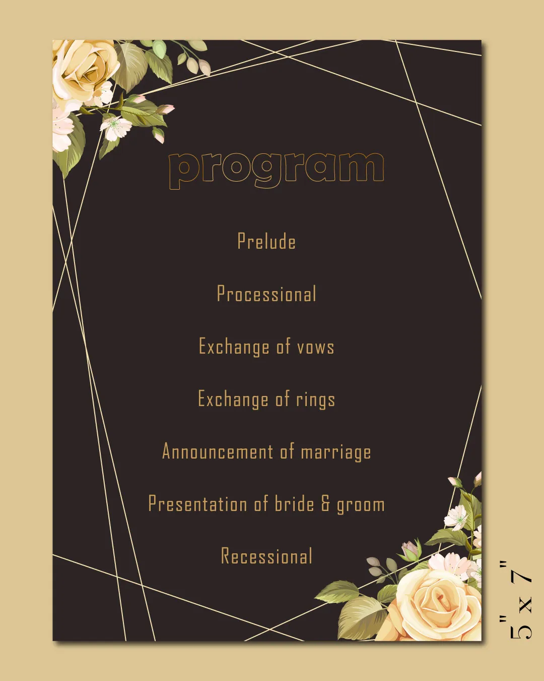 AP Printing - Elegant Floral Art Wedding Program Cards - Custom Printing Services